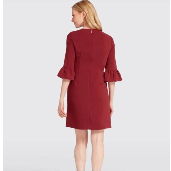 Draper James | V-Neck Bell Sleeve Shift Dress In Deep Berry Size 12 - Picture 8 of 8